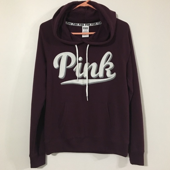 Vs Pink Maroon Embroidered Logo Hoodie 